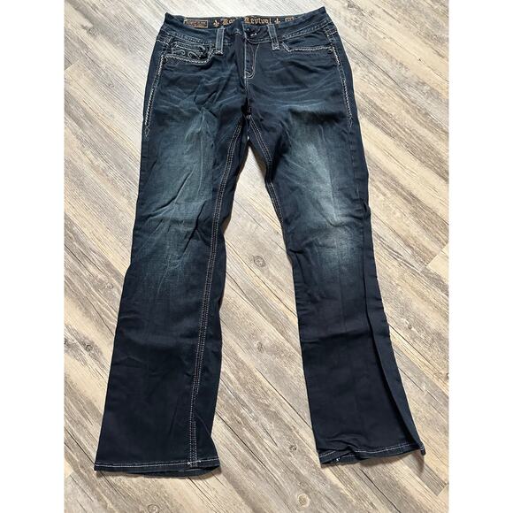 Rock Revival Jacklyn Easy Boot Jeans Women's Size 31 Low Rise Bootcut Sequin Y2K - Picture 1 of 10